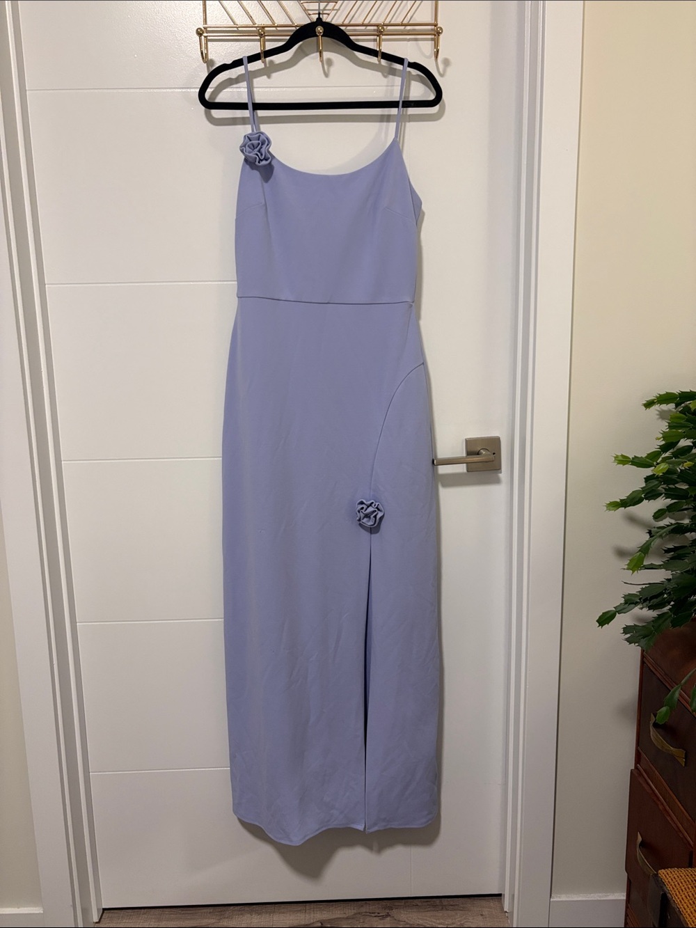 Wayf Lavender Spaghetti Strap Maxi Dress with Rosette Details